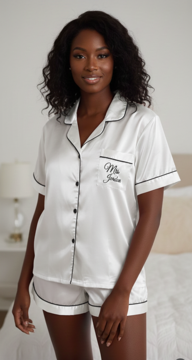 Personalized Satin Pajamas with Custom Name