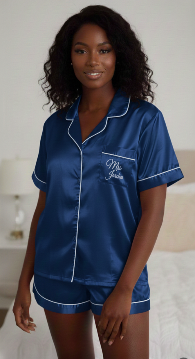 Personalized Satin Pajamas with Custom Name